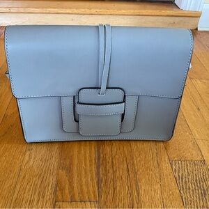 Slate Blue All Leather Shoulder Bag